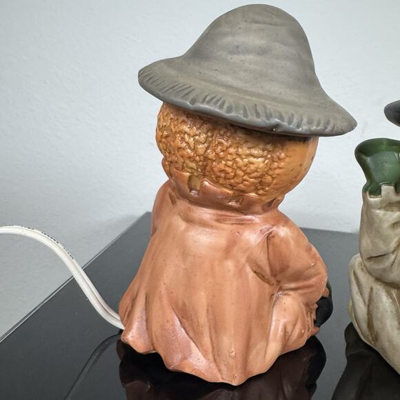 Vintage Brinn’s Ceramic Halloween Jack O Lantern Light Set Of 3 Mr. Pumpkin Work - Picture 7 of 13